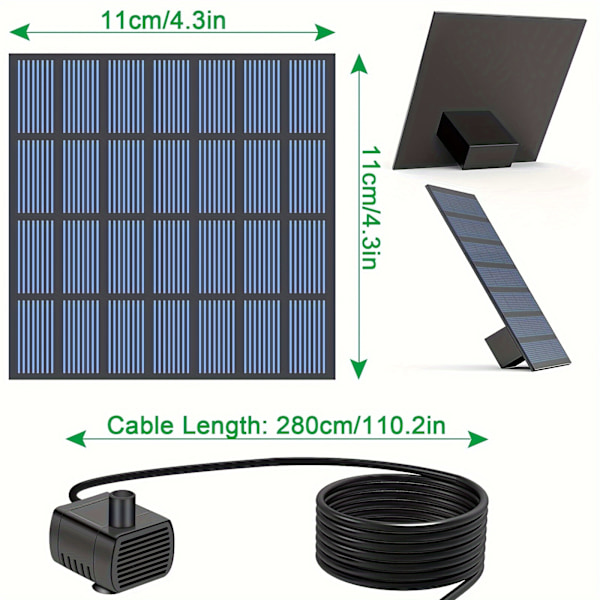 1,4W 6-Dyses Solcelled Fontenepumpe Sett for Fuglebad, Dam, Hage, Akvarium - Slitesterk Plast, Ingen Batteri Nødvendig, Solcelledrevet Vannfunksjon