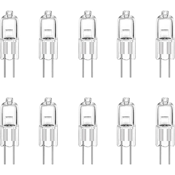 Pakke med 10 G4 Halogenpærer 10W 12V Techgomade Halogen Pære med Stiftbase, Varmt Hvit 3000k