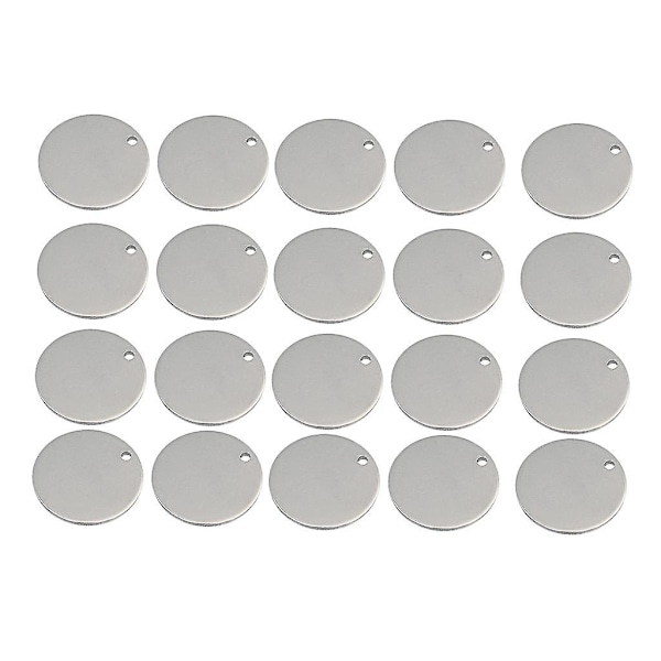 40x Runde Rustfri Stål Mærke Vedhæng Kæledyrsidentifikation Metal Blank 18mm (C)