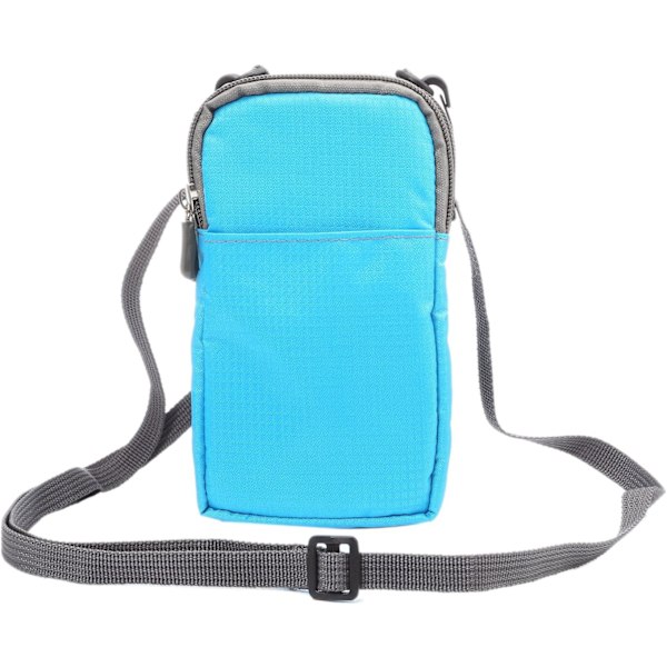 Mobiltelefon midjeväska, crossbody mobiltelefonväska, utomhus nylon axelväska, med karbinhake bältesögla himmelsblå sky blue 10*18*3.5 CM