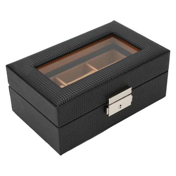 Urboksholder Elegant Let Luxus 3 Slots Låsbar Støvfri Urboks med Glasplade Sort[C]