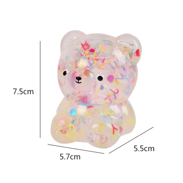 Björnkramdjur Färgglada Paljetter Transparent Gelétextur Mjuk Tpr Stressavlastning Cartoon Djur Fidget Squishes Leksak Barntillbehör