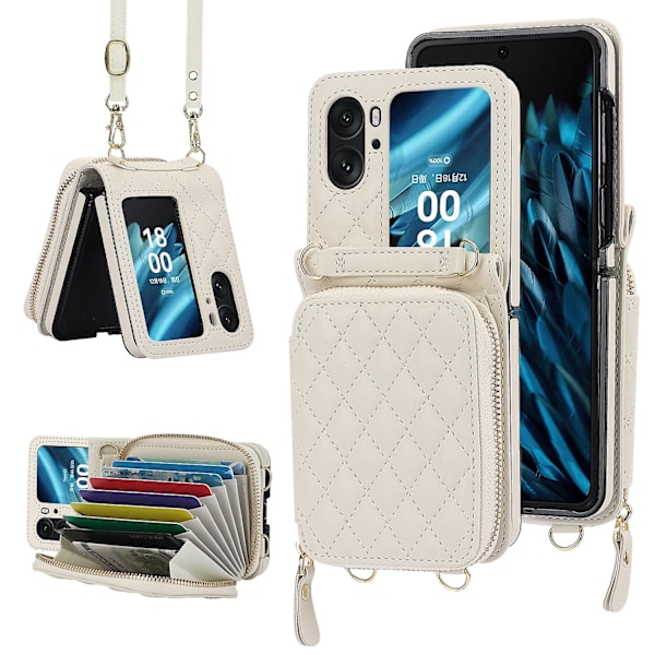 Korthållare-fodral med rombstruktur för OPPO Find N2 Flip White