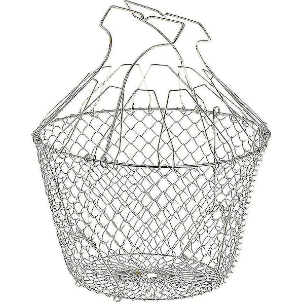 Foldbar Salatskurv med Forstærkere - Rustfrit Stål - Nem Opbevaring - Forsigtig Spin - 22,5 Cm