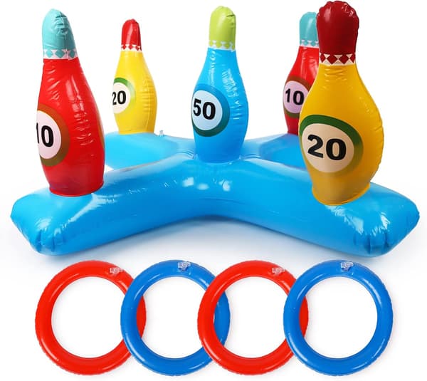 Bowlingkägla Design, Uppblåsbart Ringkastningsspel, Sommarpoolleksaker för Barn och Vuxna