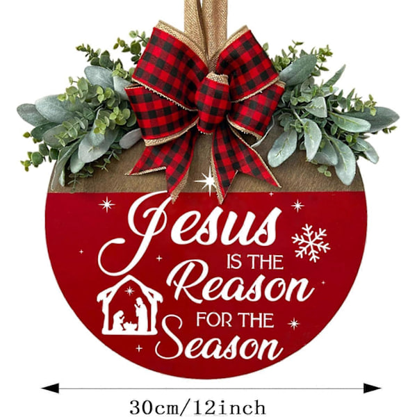 Jesus är Anledningen till Säsongen Dörrskyltar, Trä Religiös Julskylt för Framsidan Dörrhängare Krans Juldekorationer