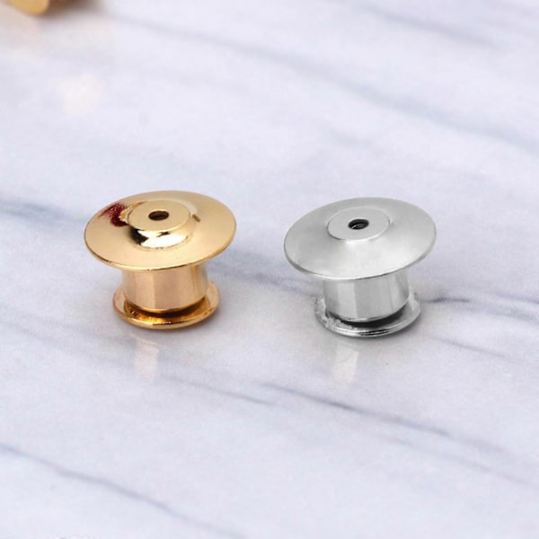 10 Stycken Låsande Metall Pins Baksidor Användbara Märken Insignia Pin Baksidor Ersättning (C)
