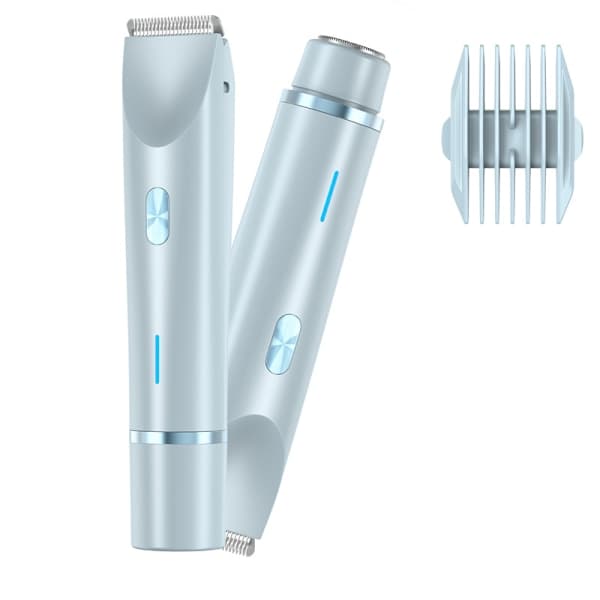 2-i-1 barbermaskin for kvinner, IPX7 vanntett, bikinilinjetrimmer, dobbelthode, Type-C Blå