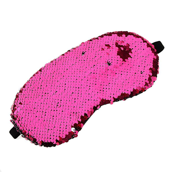 Glitter Pailletter Havfrue Elastisk Øjenmaske Sovende Hvile Blindfold Søvnhjælp Rosarød (C)