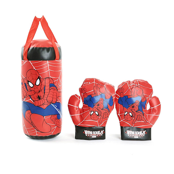 Boksesett med Spiderman-trykk, PVC-avlastningspute og hansker for barn