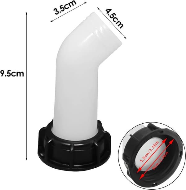2 st avloppsrör med mutter IBC 1000L, vattentankmunstycksförlängningsventilanslutning, slangmunstycke IBC-adapter vattentank