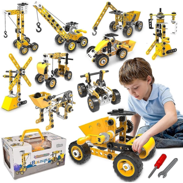 Pedagogiska byggleksaker Staminlärningssats, byggblock för förskolebarn, tekniska leksaker Kreativt set Present för pojkar i åldern 5-10+ år