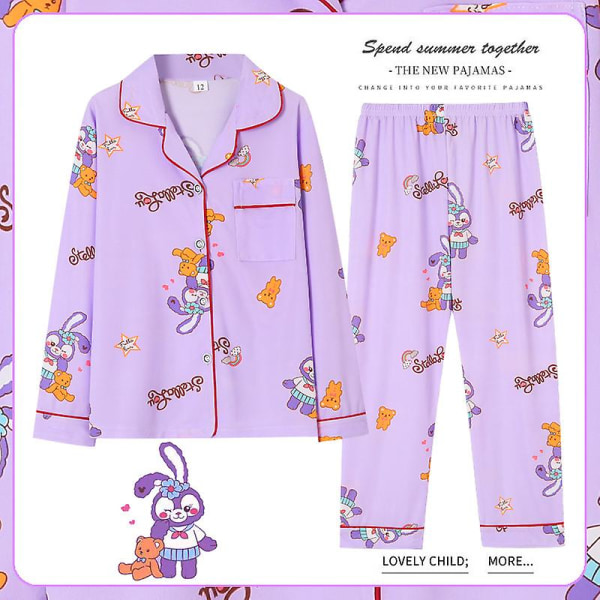 Barnpyjamas Sanrioed Söt Cinnamoroll Kuromi Cotton Pyjamas Långärmad Tecknad Barn Sovkläder Pojkar Flickor Hemkläder 18(145-150cm) XINGDAILU