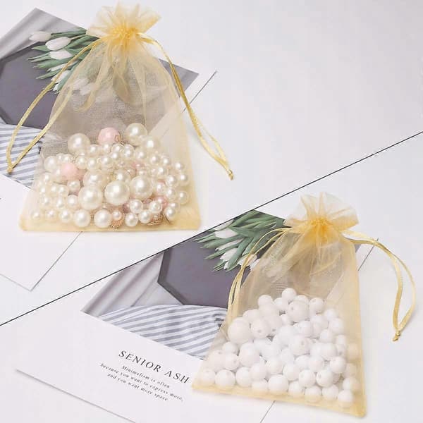Guld Bröllop Organzapåsar 10x15cm Förpackning med 100