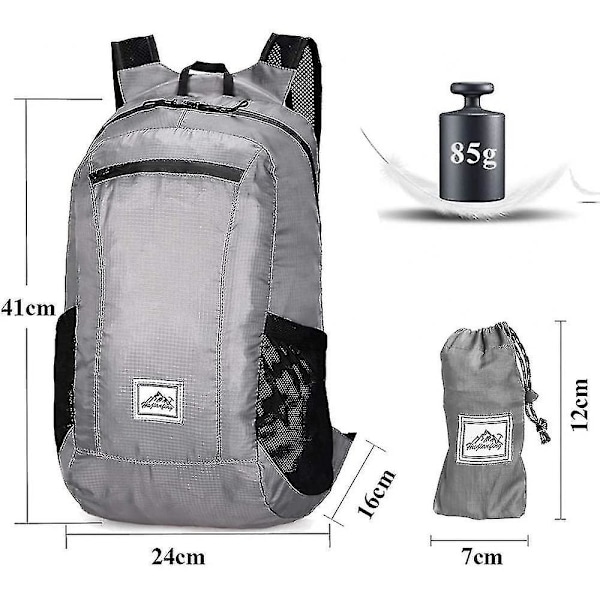 Reput Ultralight Packable 20l Taitettava Matka- ja Vaellusreppu Harmaa (C)