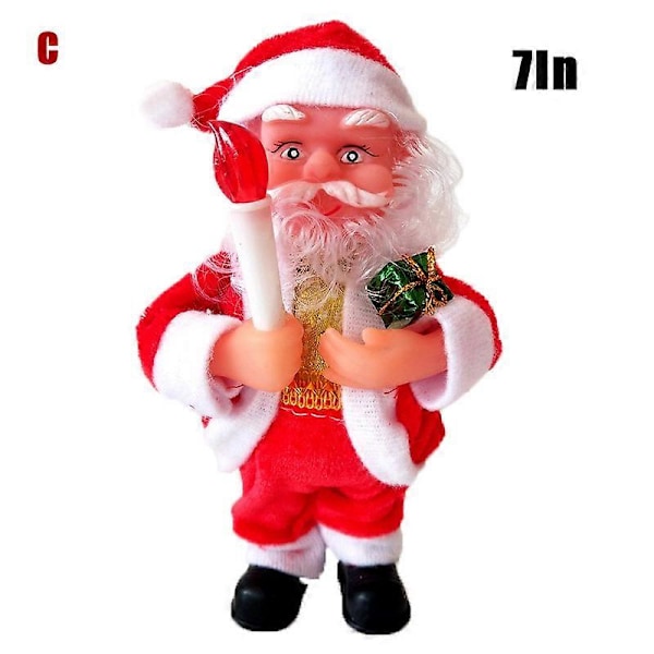 7 Tums Elektrisk Jultomtefigur Dekoration Medium Storlek Prydnad Njutbar Present Dock Leksak Borddekor