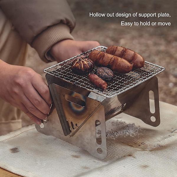 Bärbar Vikbar Grillugn Rostfritt Stål Vikbar Grill Med Förvaringsväska, Campingugn BBQ Grill Stativ BBQ TillbehörSilver1Pcs