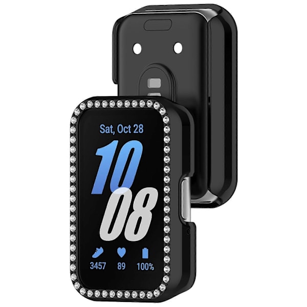 Diamant Halv Pack Ihåligt PC Klockskyddsfodral För Samsung Galaxy Fit 3 (C) Black
