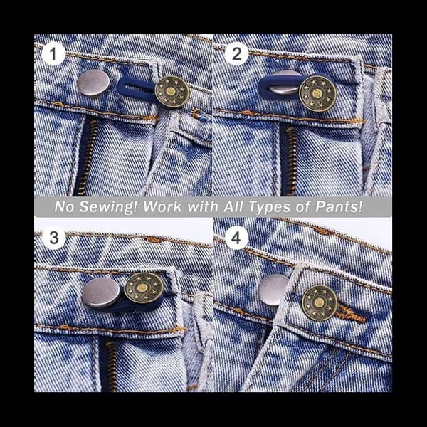 Knappeforlengere for jeans, 6 buksestørrelser, knappebelteforlenger, justerbart fleksibelt elastisk midjebånd[YJD]