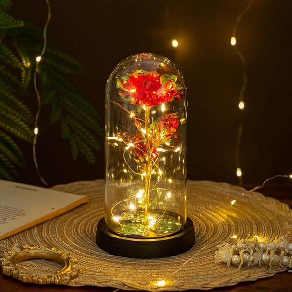 LED Galaxy Glass Rose for kvinner med glitrende mosaikkdesign og regnbueeffekt
