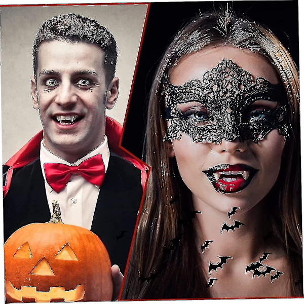 4 stycken utdragbara vampyrtänder Kit Teleskopiska tänder Fångar Tandställning Falska proteser med Halloween Party Fangs (3 st Normal), Halloween Ornament, Hallo