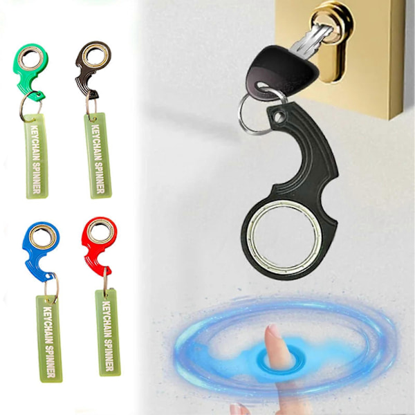 Fingertupp-roterende nøkkelring Metallisk gadget Anti-stress leketøy Nøkkelringspinner Fidget leketøy Stressavlastning & Anti-angst sensoriske leker for tenåringer voksne