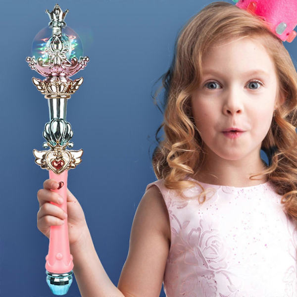 Trollstav för Superstjärneprinsessan Lekleksak, Blinkande Stjärntrollstav med Ljudeffekter, Liten Scepter med Snurrande Ljus, Present till Flickor