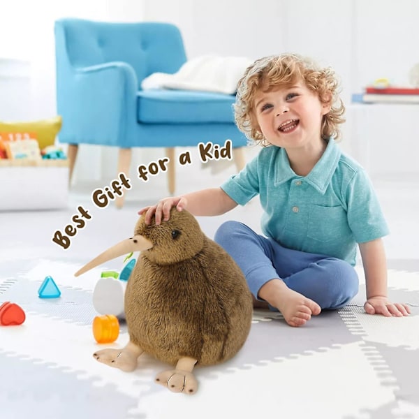 Kiwi Fågelfyllda Djur, Plysch Leksak Furu Kiwi Plushie Dock, Mjuk Fluffig Som Riktig Fågel Kramande Leksak - Present För Alla Åldrar & Tillfällen