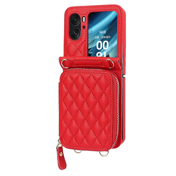 Korthållare-fodral med rombstruktur för OPPO Find N2 Flip Red