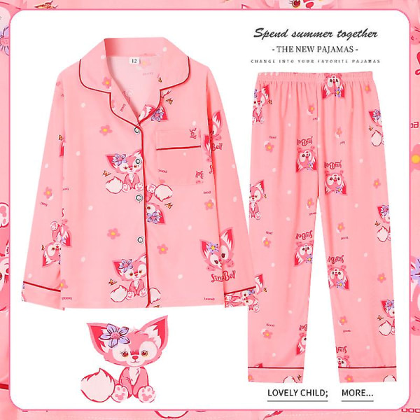 Barnpyjamas Sanrioed Söt Cinnamoroll Kuromi Cotton Pyjamas Långärmad Tecknad Barn Sovkläder Pojkar Flickor Hemkläder 14(125-135cm) LINGNABEIER