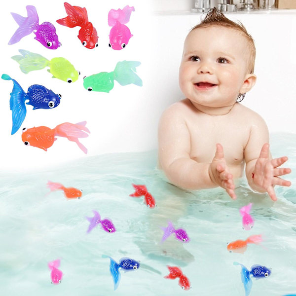 Mardi Gras Gifts 7PCS Floating Simulation Goldfish 6.3CM Translucent Soft TPR Floating Marine Children's Fish Fishing Toy 242680[C]