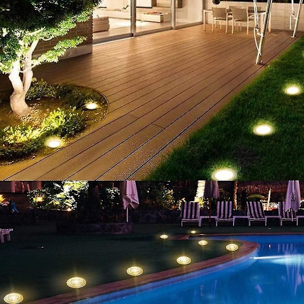 12 stycken solcellslampor för utomhus, 8 LED-marklampor 3000K varmvit vattentät IP65 solcellslampor infällda solcellslampor för gångväg uteplats gräsmatta