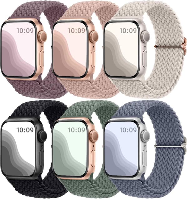 Apple Watch-kompatibel nylonrem til mænd og kvinder, justerbar elastisk rem til 40 mm, 38 mm, 41 mm Solo Loop-rem[C]