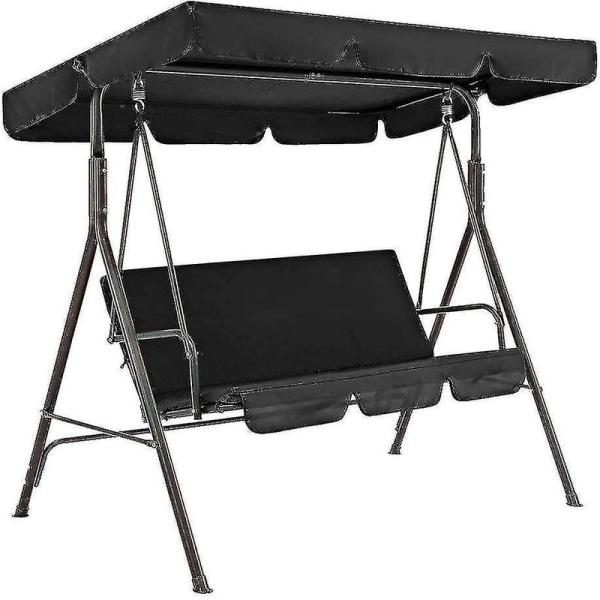 Nytt 210d ersättningstak för trädgårdsgungsäte Vattentät gunghölje för byte av gungsäte Solskydd gungträdgård Anti-uv black canopy 164x114x15cm