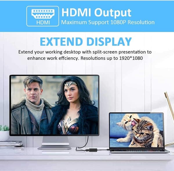 HDMI-sovitin Windows-tietokoneille, 3.0/2.0 HDMI, 1080p[C]