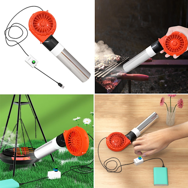 Bärbar grillfläkt luftblåsare handhållen batteridriven grillfläkt luftblåsare utomhus camping picknick grill matlagningsverktyg null - No switch 0.17