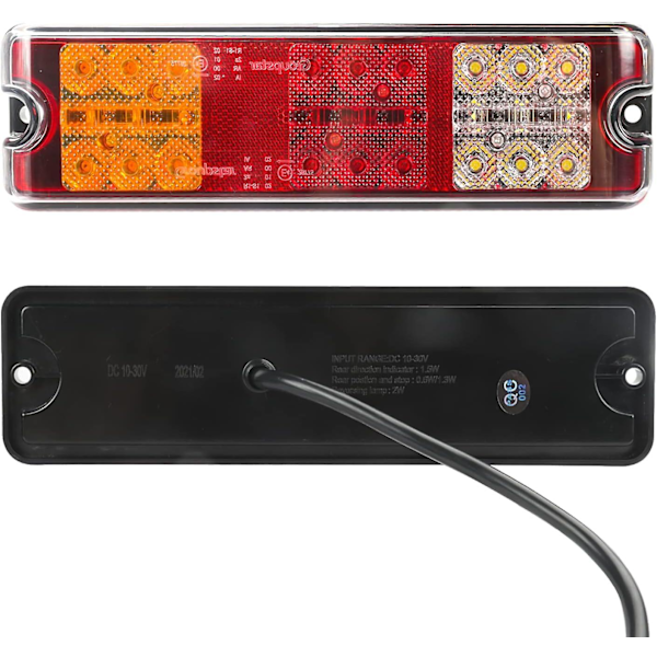 <p>2 stk LED Trailer Baglygter 12V E-Godkendt Vandafvisende Bil Baglygter, 5 Funktioner - Bremslys, Blinklys, Baklys, Positionslys, Reflektor