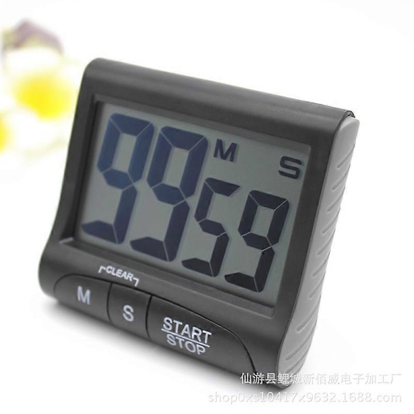 Digital timer og stopur, elektronisk æggeur, med display, store tal, sort (HYYC)