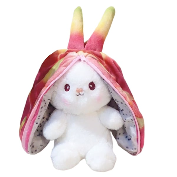 18cm Plushkanin med Blixtlås Vattenmelon Ananas Kiwi Frukt Djur Plushies Ornament Fluffig Fylld Djur Cartoon Kanin Dock Barn Leksak