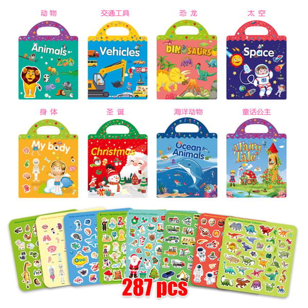 Reusable Scene Sticker Book for Kids – Quiet Book for Early Learning & Concentration 2pac Halloween
