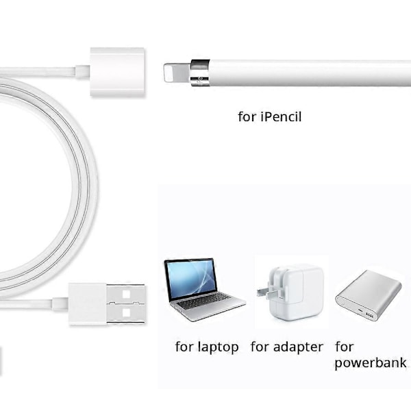 Lightning-USB-latauskaapeli Apple Pencilille, naaras-uros-jatkoliitin (FCC)