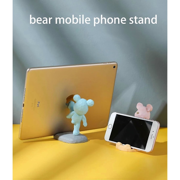 Söt Björn Telefonhållare för Skrivbordsdekoration Kawaii Telefonställ (Azure, Fotstöd) (C)