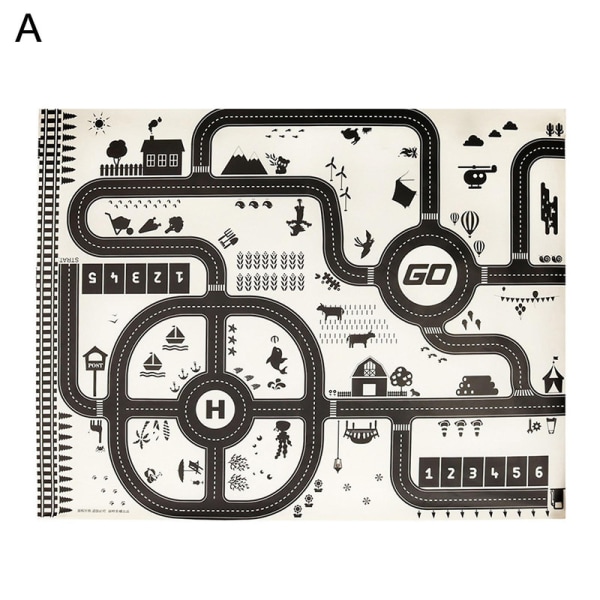 Baby Iögonfallande slitstarkt tyg Pedagogisk vägtrafik Lekmatta Toddler för hemmet A