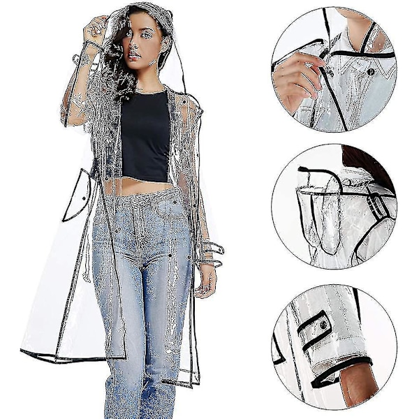 Vattentät Regnrock Lätt Packbar Regnrock Transparenta Regnponchos 1st-transparent