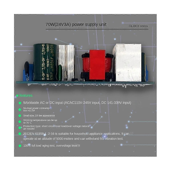 24V 3A Växlande Strömförsörjningskort 70W Isolerad Strömmodul AC-DC Inbyggd Modul 110V/220V till 24V