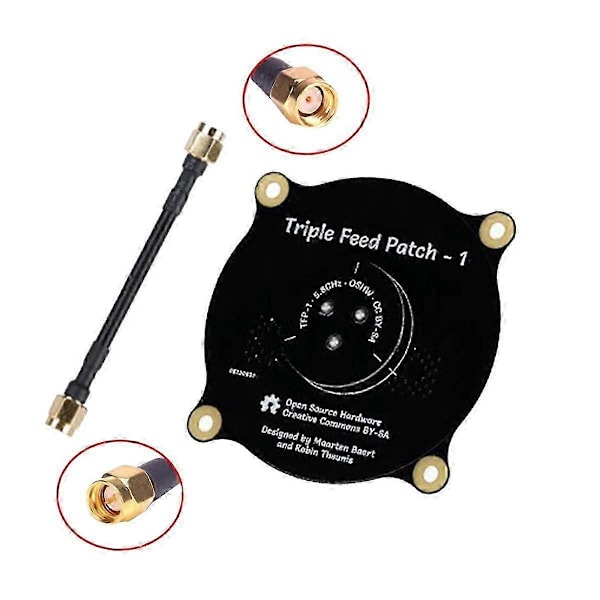5.8GHz Triple Feed Patch Antenn RP SMA Riktad Cirkulärt Polariserad Antenn för FPV Fatshark G JN (C)