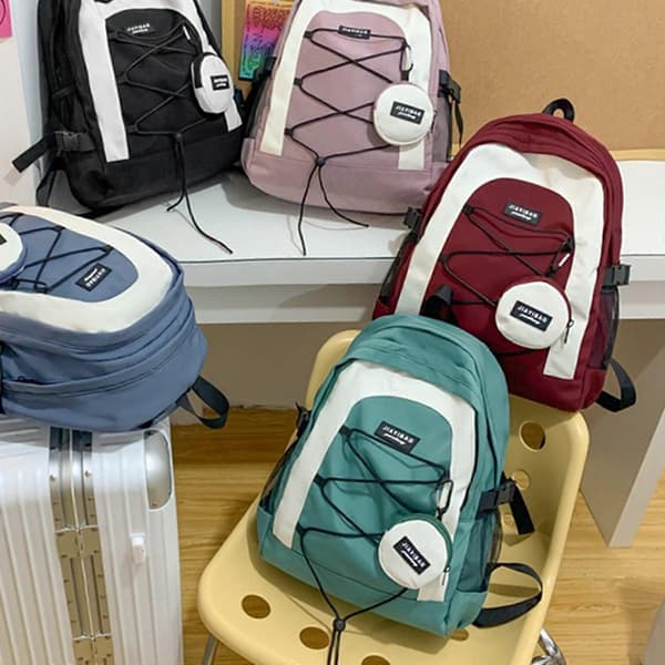 Lättviktig skolväska Röd Stor Kapacitet Studentryggsäck