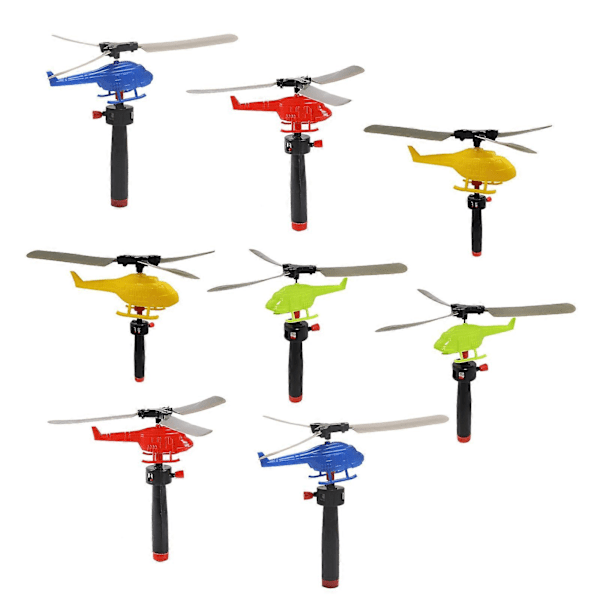 8 stk. Træk-Snor Helikopter Lanceringslegetøj Indendørs Udendørs Have Græs Colorful Mini Copter Flyve Legetøj Småbørn Drenge Piger Gave 8pcs