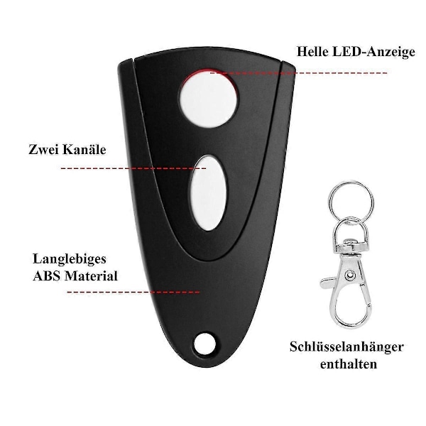 433Mhz Garagedörröppnare för Tormatic Novotron 502 MAX43-2 / 512 MIX43-2 Fjärrkontrollpaket med 2 (Vit Nyckel)