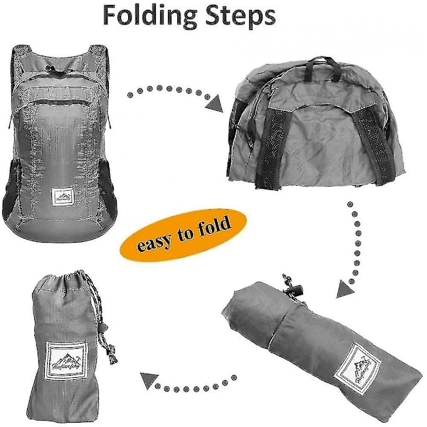 Reput Ultralight Packable 20l Taitettava Matka- ja Vaellusreppu Harmaa (C)